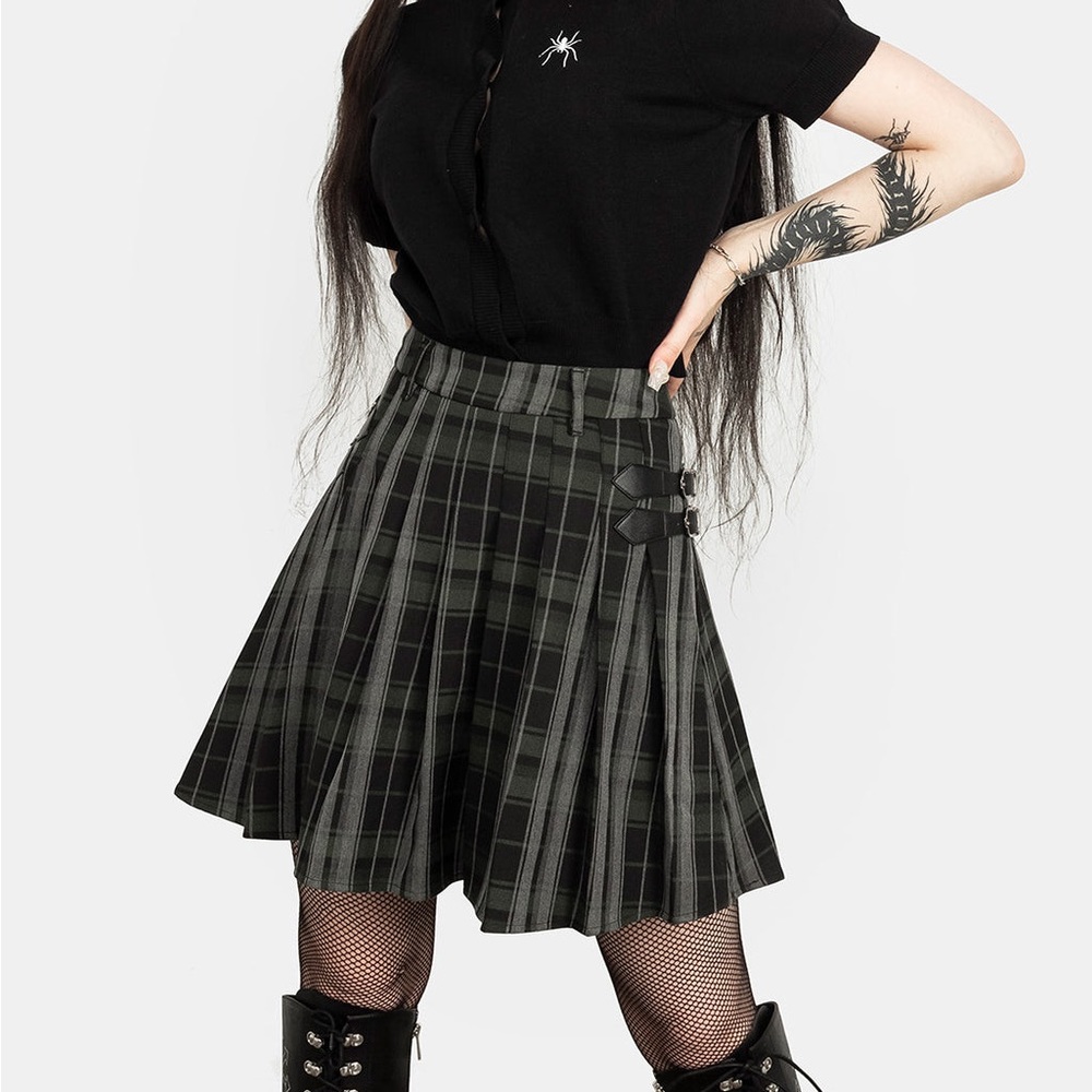 Disturbia Bittersweet Check Buckle Mini Skirt